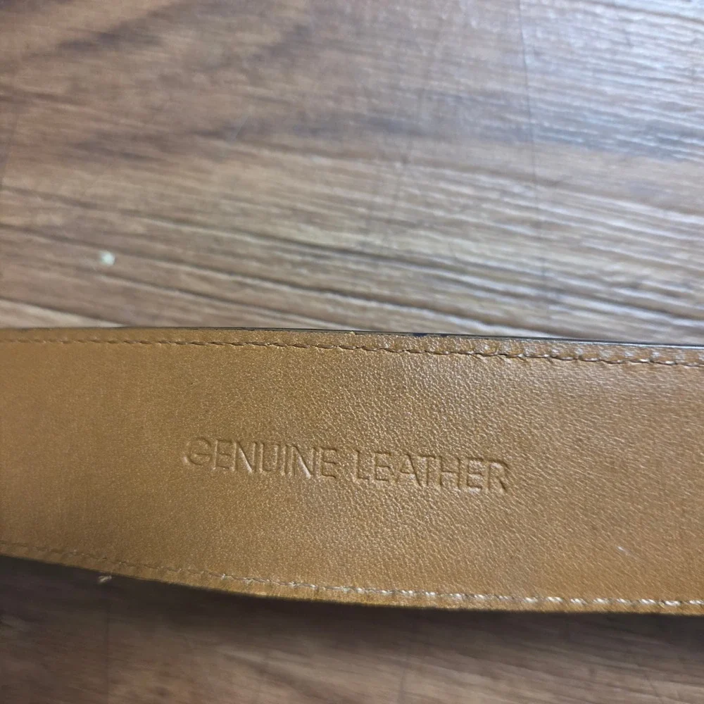 Ralph Lauren Mens Genuine Leather Belt Gold Tone Buckle Medium Minimalist Prep
